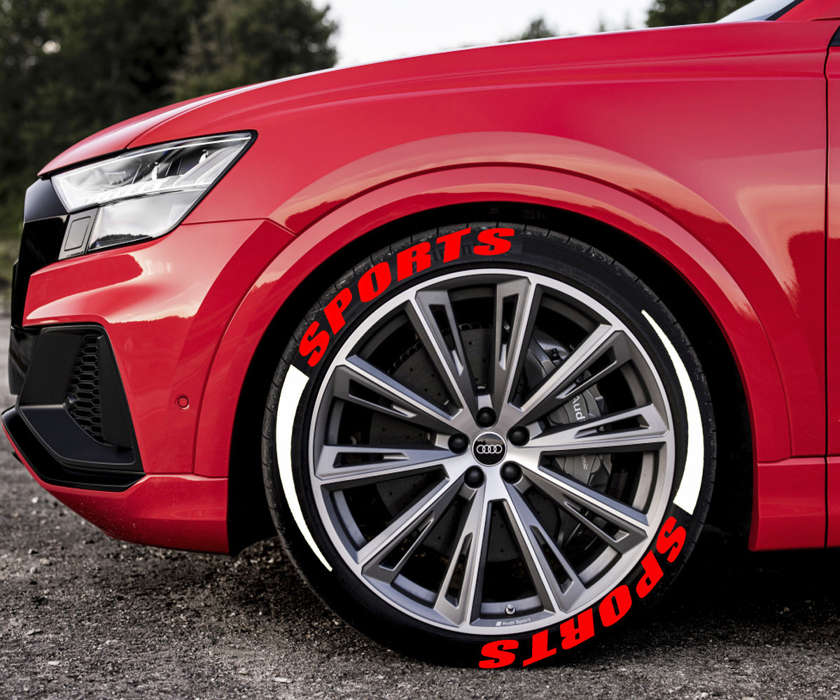 SPORTS Car Motorcycle Tire Letter Sticker Pvc Rubber Material Style Car Modification Wheel ATS Car Design