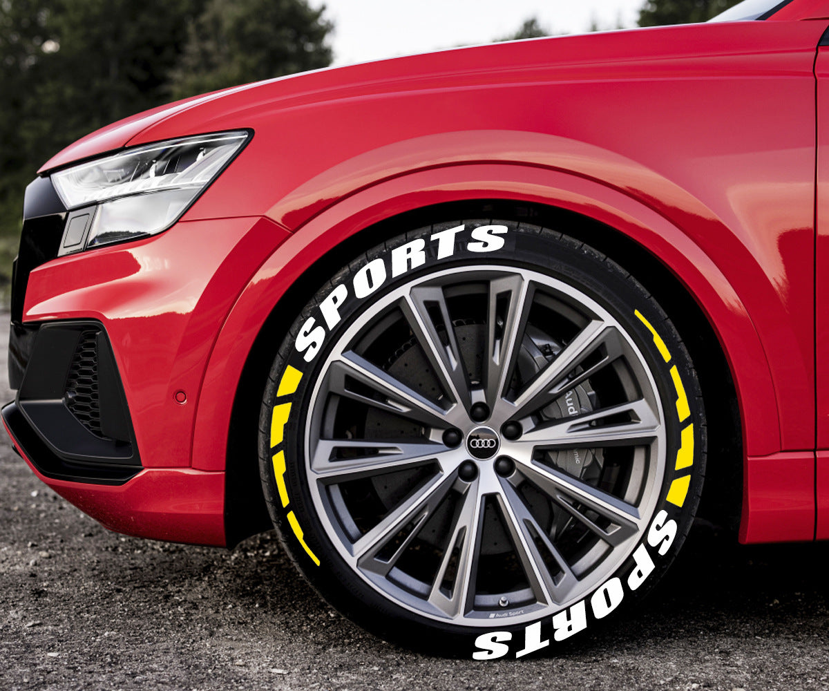 SPORTS Car Motorcycle Tire Letter Sticker Pvc Rubber Material Style Car Modification Wheel ATS Car Design