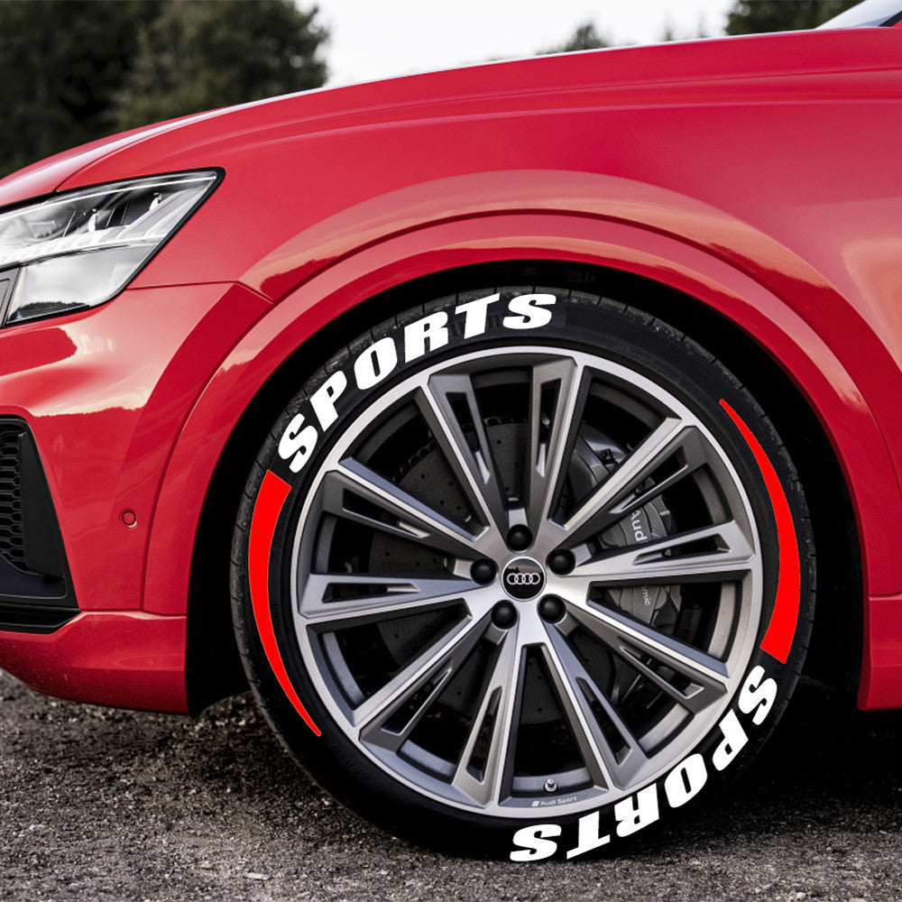 SPORTS Car Motorcycle Tire Letter Sticker Pvc Rubber Material Style Car Modification Wheel ATS Car Design