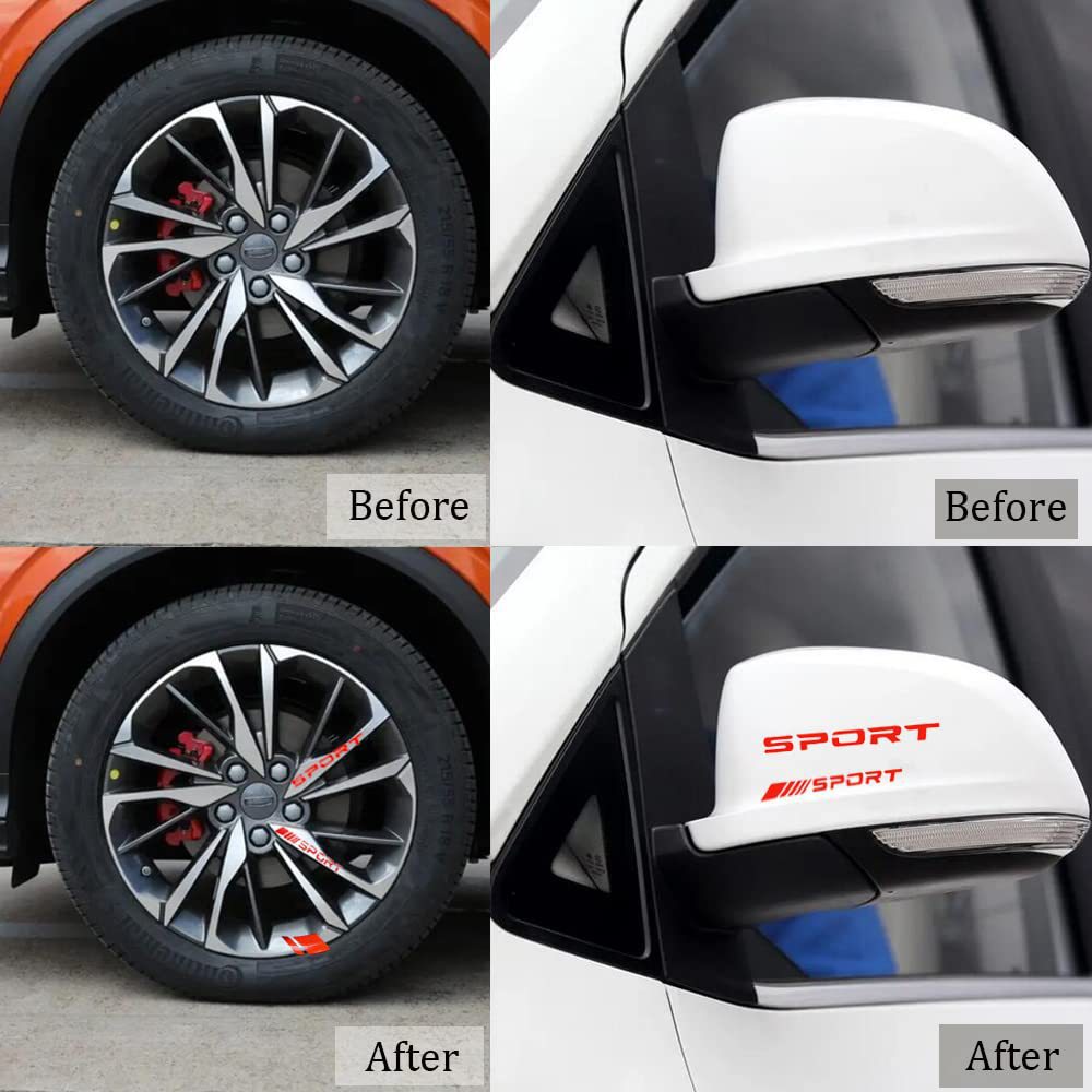 Car Wheel Rim Decal Stripe Reflective Sticker Waterproof Wheel Red ATS Car Design