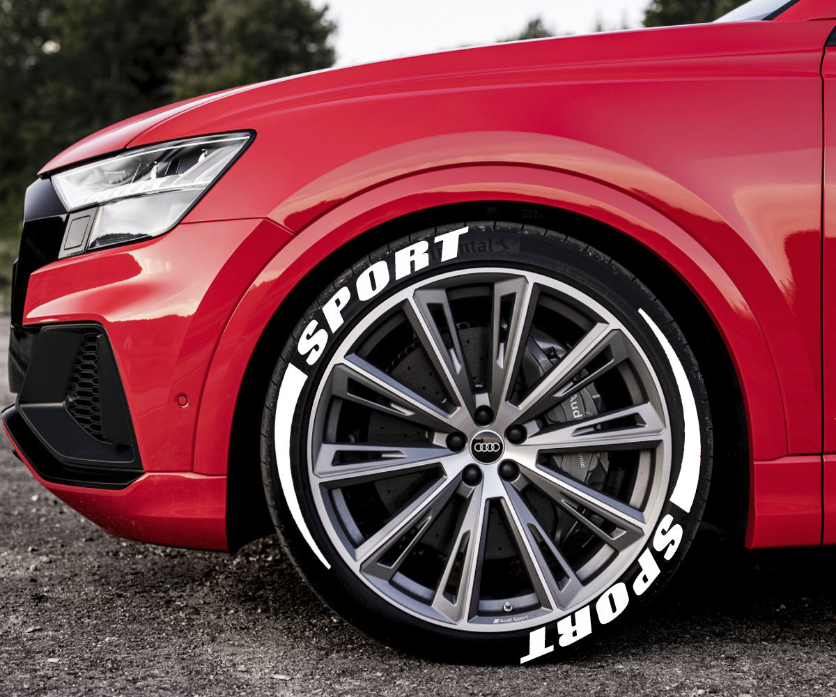 SPORTS Car Motorcycle Tire Letter Sticker Pvc Rubber Material Style Car Modification Wheel ATS Car Design