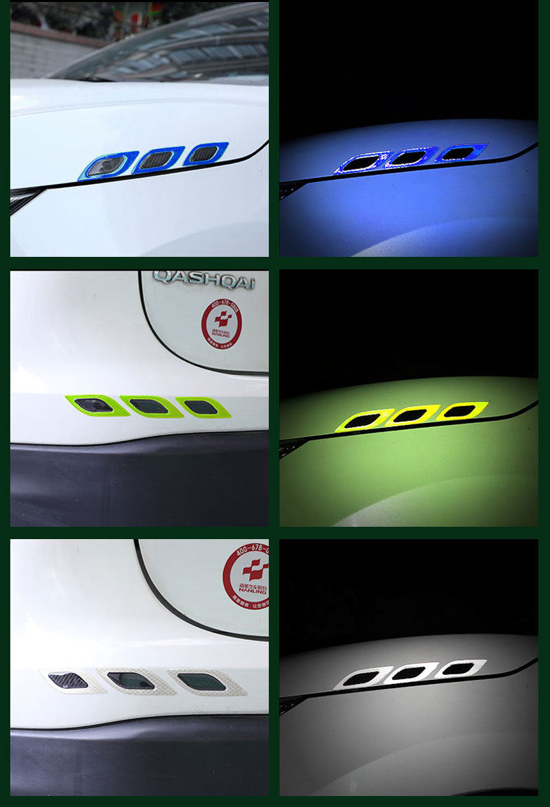 Car Body Sticker Carbon Fiber Grain Leaf Board Reflective Sticker Hood Lamp Eyebrow Anti Scratch Thickened Drip Adhesive Warning Sticker ATS Car Design
