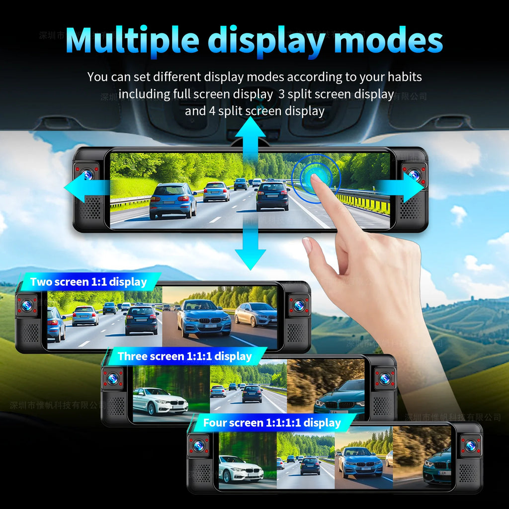 4 Channel 4K ADAS RearView Mirror Dash Camera for Cars 4 Lens 1080p BSD Front Left Right Rear Car DVR Auto WIFI Video Recorder ATS Car Design