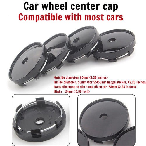 4pcs Car Spare Parts New Style Car Wheel Center Cap Car Wheel Center Cap 4pcs 60mm Black Center Hub Cap Hub Cover Cap ATS Car Design
