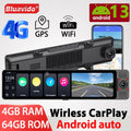 4G Smart Car DVR Android 13 ADAS Dash Cam GPS, 12'' Screen, Front and Rear 720P Cameras, 4G Live Streaming WiFi Parking Monitor ATS Car Design