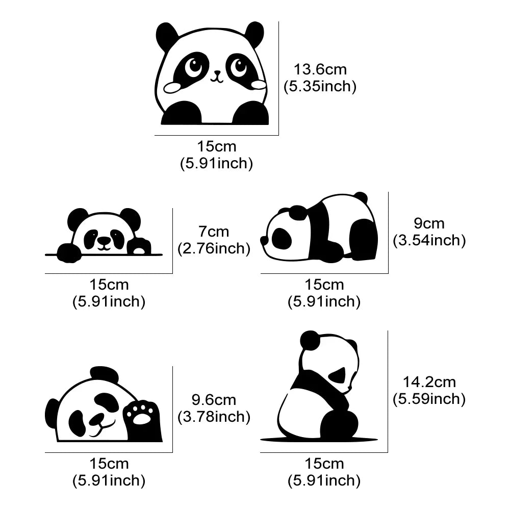 Panda Car Decal Sticker – Cute Waterproof Side Window Vinyl ATS Car Design