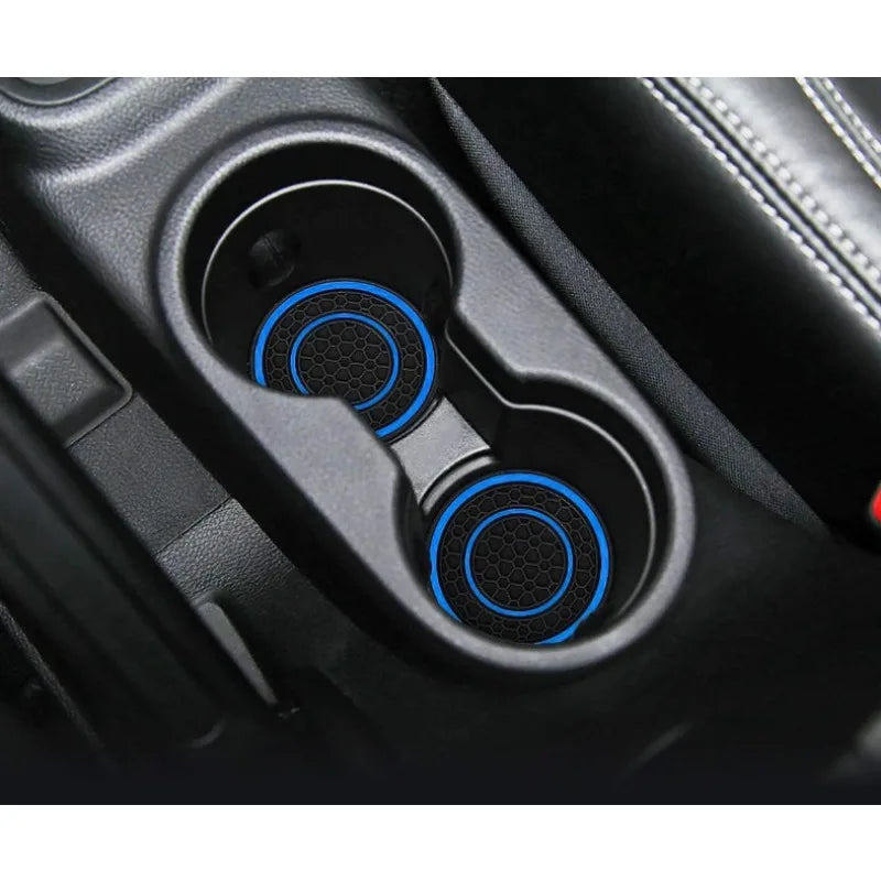2pcs 7cm/2.75inch Car Center Console Anti Slip Pad Easy Clean Dustproof Coaster Pvc Double Circle Honeycomb Pattern Car Interior ATS Car Design