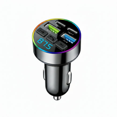 66W Car Cigarette Lighter Fast Charging Bluetooth 5.0 USB PD Type C Multiport Charger with LED Display FM Transmitter MP3 Player ATS Car Design