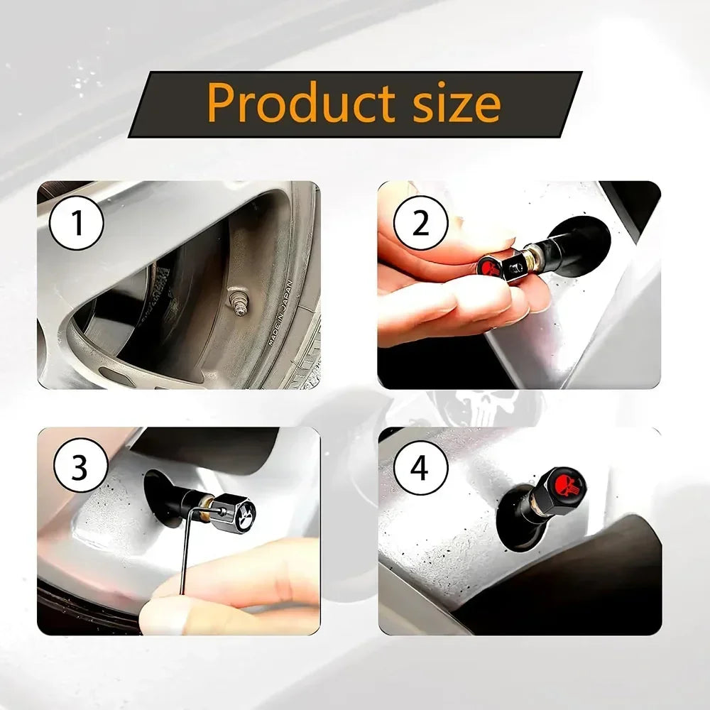 Punisher Anti-Theft Tire Valve Caps ATS Car Design