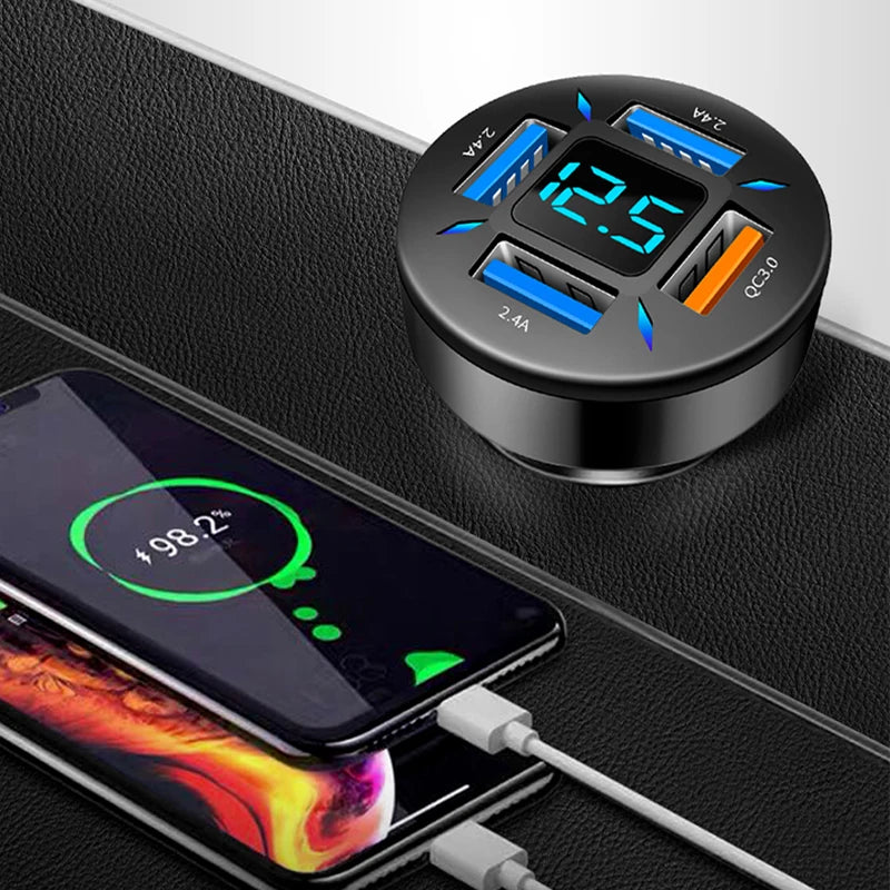 66W USB Type C Charger For Car PD 4 USB Car Quick Charge QC3.0 12/24 V Car Cigarette Lighter Socket Splitter For iPhone Huawei ATS Car Design