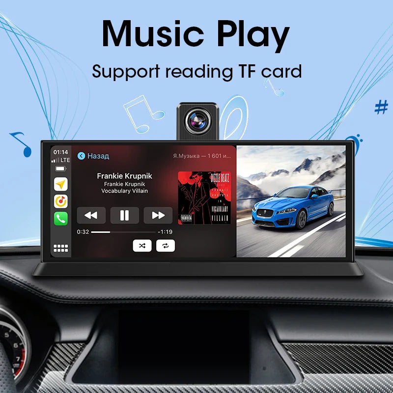 10/11.26" 4K ADAS Dash Cam 360° Rotate Front Len Car DVR Wireless Carplay Android Auto Adas GPS Navigation 1080P Dual Recording ATS Car Design