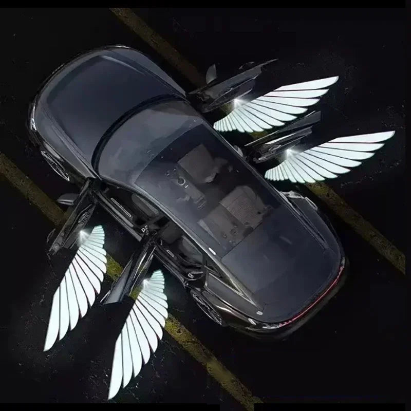2/4PCS Car Door Welcome Light LED Angel Wings Projector Lamps Door Shadow Lights Wireless No Punching Required ATS Car Design