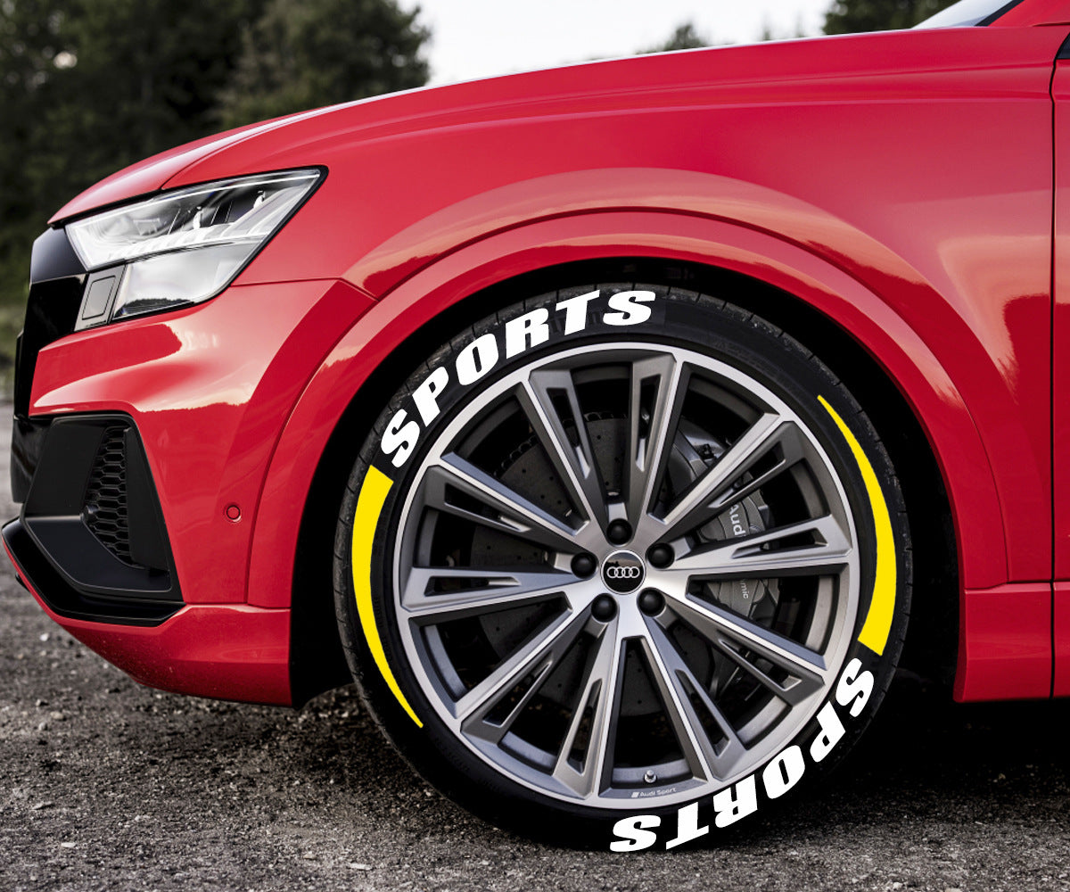 SPORTS Car Motorcycle Tire Letter Sticker Pvc Rubber Material Style Car Modification Wheel ATS Car Design