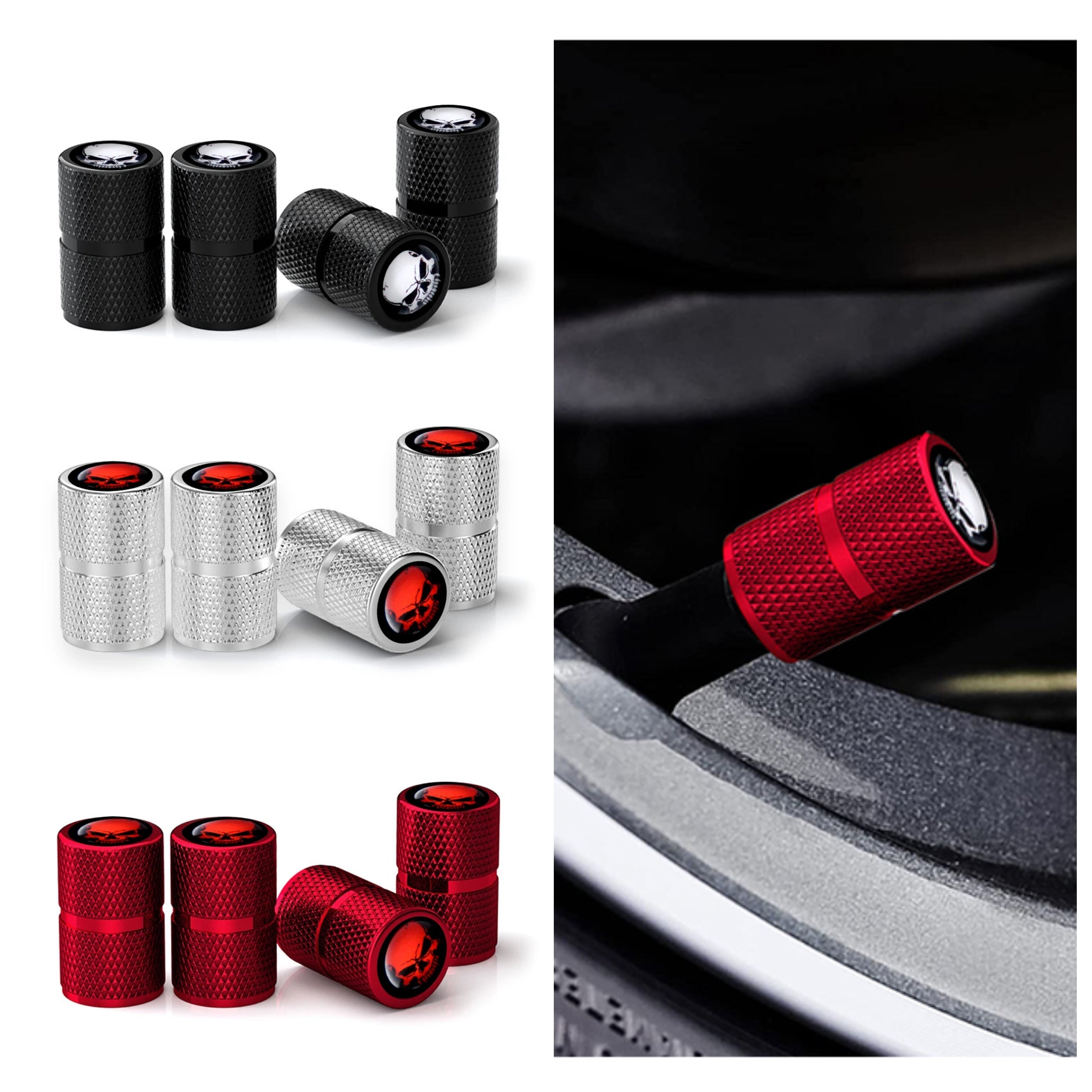 Skull Aluminium Tire Valve Caps ATS Car Design
