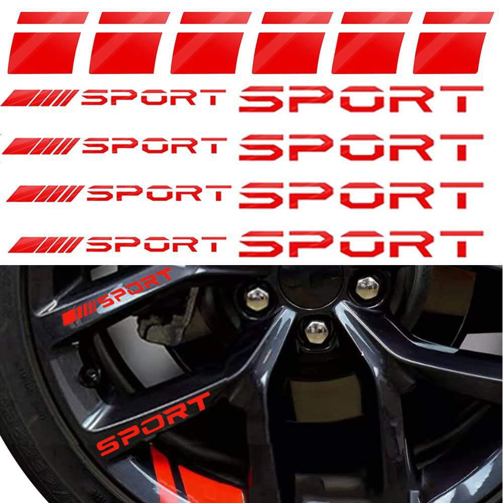 Car Wheel Rim Decal Stripe Reflective Sticker Waterproof Wheel Red ATS Car Design