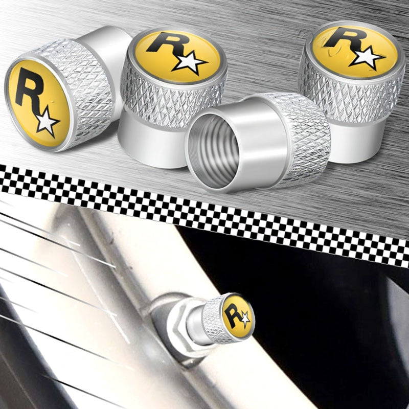 Rockstar Aluminium Tire Valve Caps ATS Car Design
