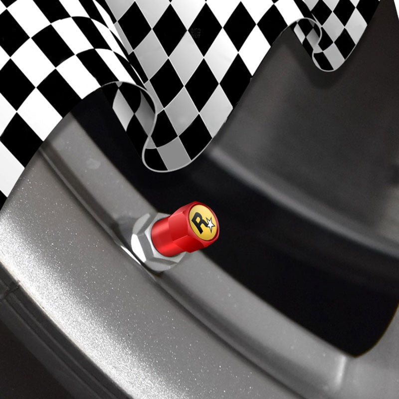 Rockstar Aluminium Tire Valve Caps ATS Car Design