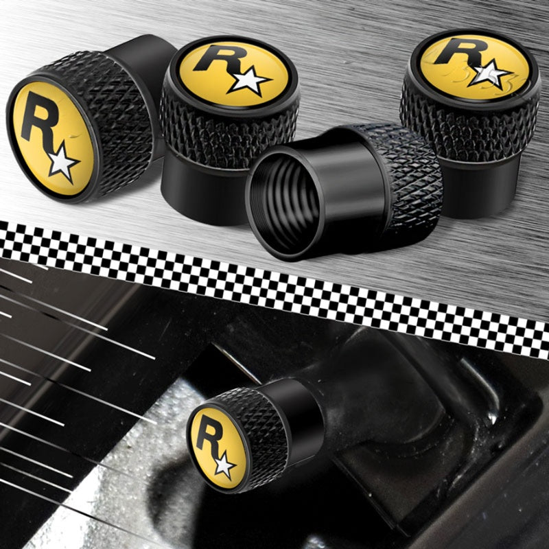 Rockstar Aluminium Tire Valve Caps ATS Car Design